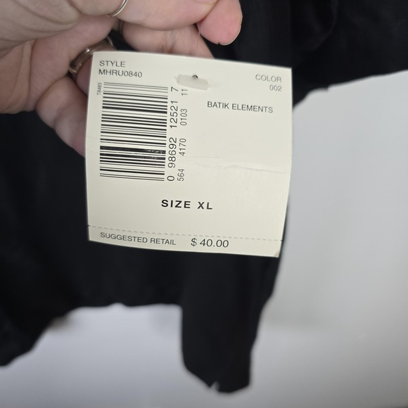 Crazy Horse A Claiborne Company Mens Black Floral Batik Elements Short Sleeve XL - Picture 6 of 6